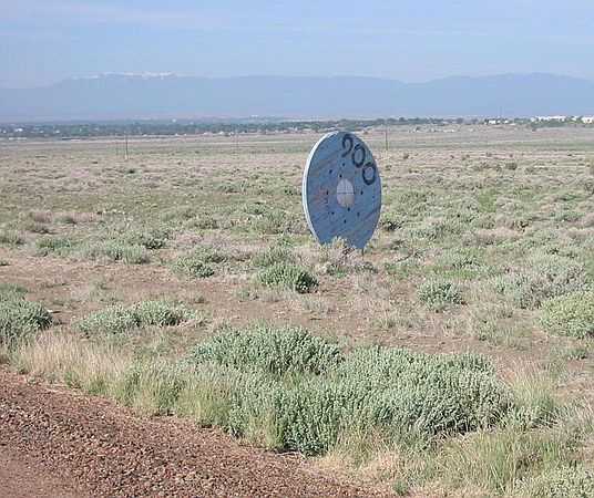 A "warning" to unauthorized visitors (trespassers)?  There are yardage markers extending past 1000 yards from the owners home on the mesa.