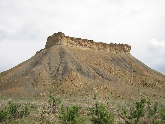 Mesa Verde Group capping the Mancos Shale.  Eastern Utah, north of I-70 on Book Cliffs road.