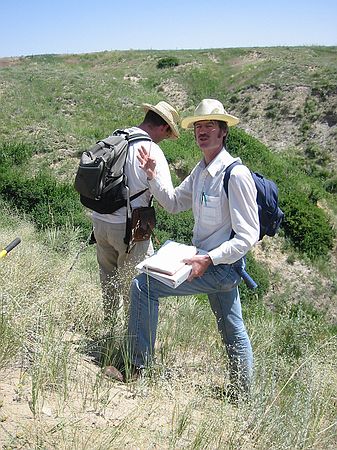 Kirk Johnson (left) & Bob Raynolds (right) while they were both drawing the outcrop to show differences in style and content.